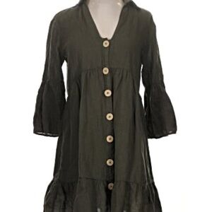 Zara Olive Green Mini Dress with Button Detail